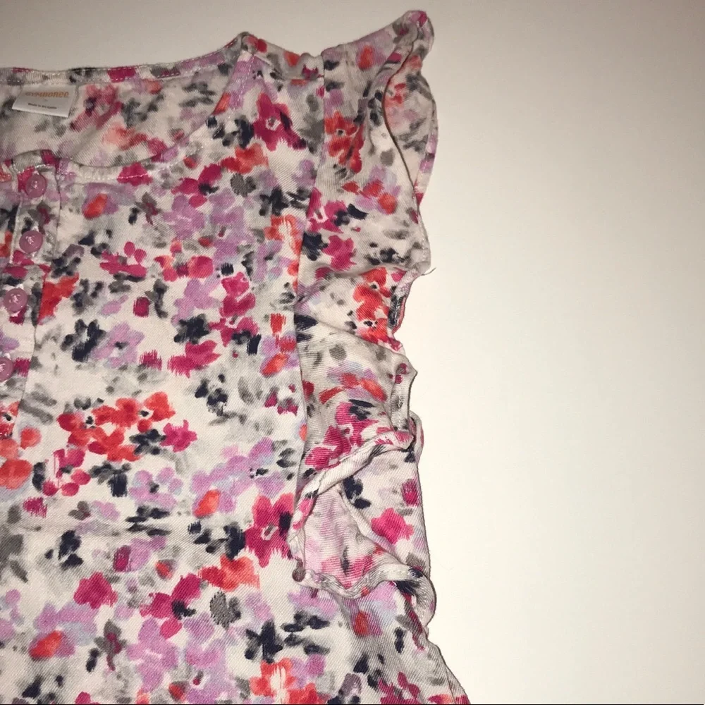 Gymboree‎ Floral Flutter Sleeve Top Size: 7